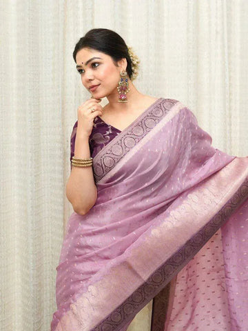 Elegant Lichi Silk Saree - Rich Jacquard Weave for Festivals