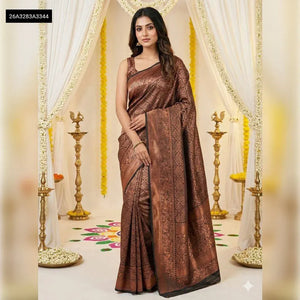 Elegant Lichi Silk Saree - Rich Jacquard Weave for Festive & Wedding Wear