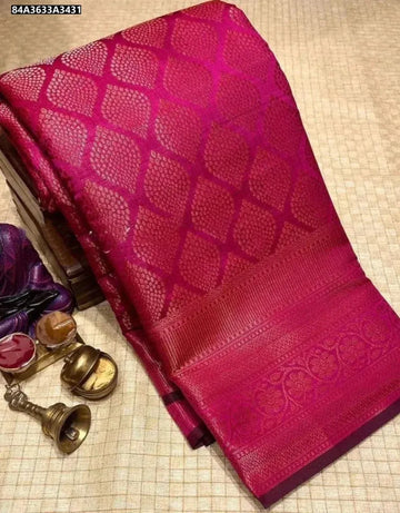 Elegant Lichi Silk Saree - Rich Pallu & Jacquard Work for Festive Events