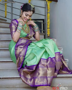 Elegant Lichi Silk Saree - Rich Pallu & Jacquard Work for Festive & Wedding Wear