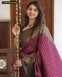 Elegant Lichi Silk Saree - Rich Zari Weave for Festive Occasions