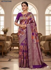 Elegant Lichi Silk Saree - Rich Zari Weave for Festive & Wedding Wear