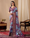 Elegant Lichi Silk Saree with Floral Print & Rich Zari Border - Festive Wear for Women