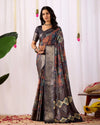 Elegant Lichi Silk Saree with Golden Zari Border - Festive Wear for Women