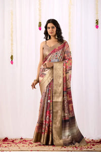 Elegant Lichi Silk Saree with Rich Zari Border | Festive Wear Collection