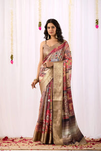 Elegant Lichi Silk Saree with Rich Zari Border for Festive Wear
