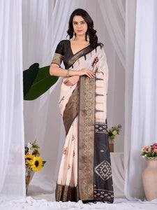 Elegant Lichi Silk Saree with Woven Border for Festive Wear