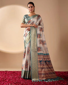 Elegant Lichi Silk Saree with Zari Border - Festive Wear for Women