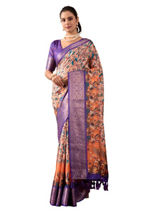 Elegant Lichi Silk Saree with Zari Border for Festive Wear