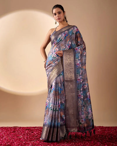 Elegant Lichi Silk Saree with Zari Border for Festive Wear
