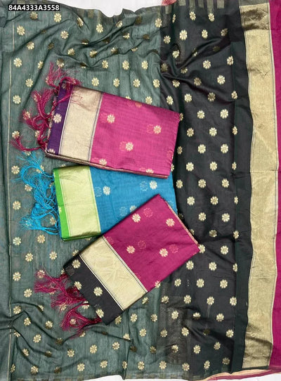 Elegant Lilan Slab Saree - Rich Weaving & Brocade for Festive Wear