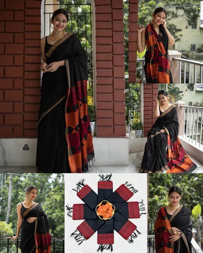 Elegant Lilan Soft Cotton Saree - Rich Jacquard Pallu for Festive Wear