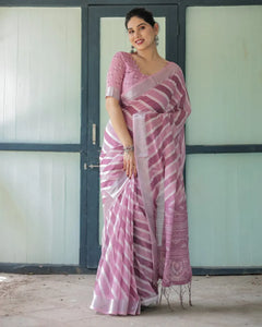 Elegant Linen Cotton Saree - Breathable Daily Wear for Women