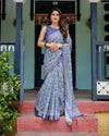 Elegant Linen Cotton Saree - Floral Festive Wear for Women