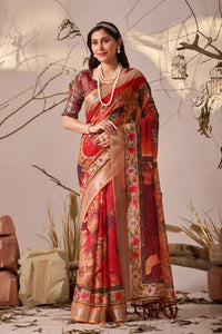 Elegant Linen Cotton Saree - Patola Border Festive Wear for Women