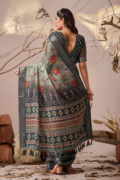 Elegant Linen Cotton Saree with Patola Border for Festive Celebrations