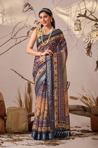 Elegant Linen Cotton Saree with Patola Border for Festive Wear