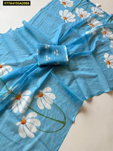 Elegant Linen Saree - Soft Floral Digital Print for Women's Festive Wear