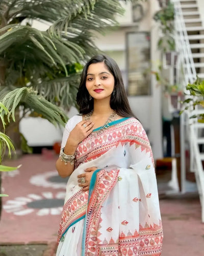 Elegant Linen Saree with Digital Print - Festive Wear for Women