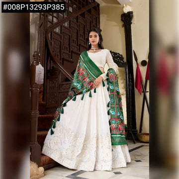 Elegant Lucknowi Georgette Lehenga Choli - Mirror Work & Patola Dupatta