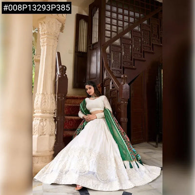 Elegant Lucknowi Georgette Lehenga Choli - Mirror Work & Patola Dupatta