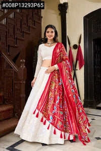 Elegant Lucknowi Georgette Lehenga - Mirror Work Festive