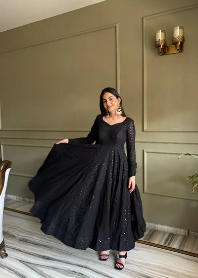 Elegant Lucknowi Sequence Anarkali Gown - Party & Festive Wear