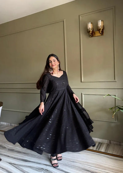 Elegant Lucknowi Sequence Anarkali Gown - Party & Festive Wear