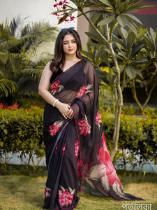 Elegant Luxe Soft Silk Saree - Designer Floral Khatli Work Festive Wear for Women