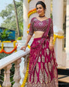 Elegant Magenta Lehenga Choli - Sequins & Zari Embroidery for Wedding Wear