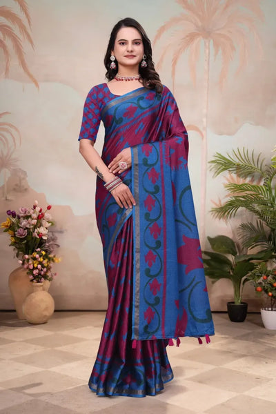 Elegant Mal Cotton Saree - Designer Blouse Festive Wear