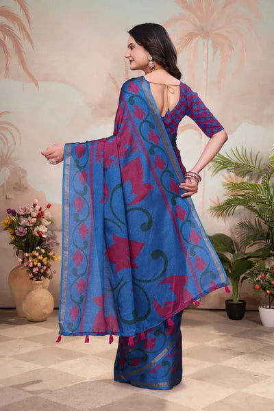 Elegant Mal Cotton Saree - Designer Blouse Festive Wear