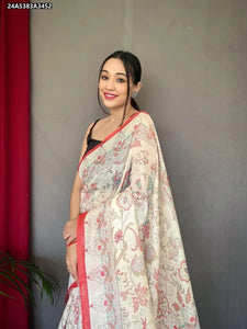 Elegant Malai Cotton Saree - Handcrafted Katha Print for Festive Wear