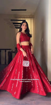 Elegant Malai Satin Silk Lehenga - Mirror Work Festive Wear