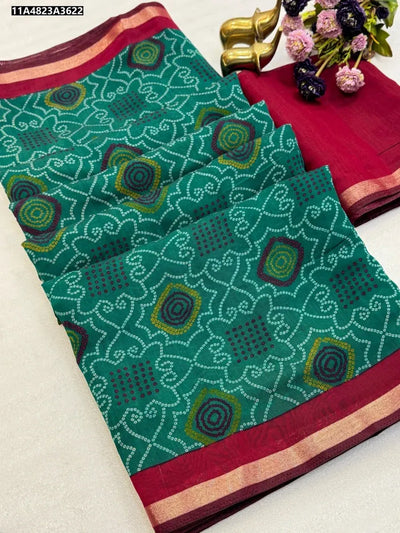 Elegant Mangalagiri Silk Saree - Bandhani & Kalamkari Artistry