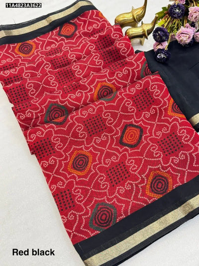 Elegant Mangalagiri Silk Saree - Bandhani & Kalamkari Artistry