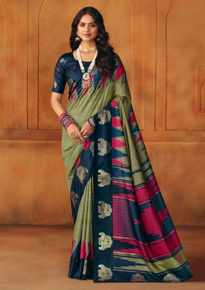 Elegant Manipuri Saree - Printed Foil Work for Festive Occasions