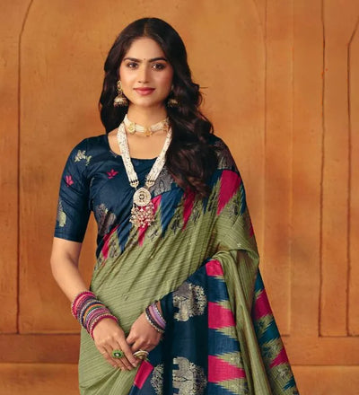 Elegant Manipuri Saree - Printed Foil Work for Festive Occasions