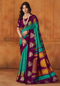 Elegant Manipuri Saree - Printed Foil Work for Festive Wear
