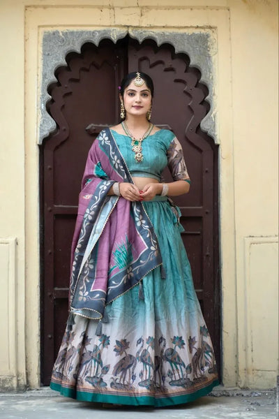Elegant Manipuri Silk Lehenga - High Flair Printed Festive Wear for Women
