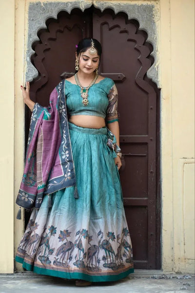 Elegant Manipuri Silk Lehenga - High Flair Printed Festive Wear for Women
