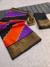 Elegant Marshmallow Blooming Saree - Rainbow Print Festive Wear