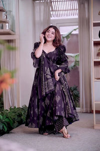 Elegant Maslin Cotton Anarkali Suit with Dupatta - Festive Wear for Women