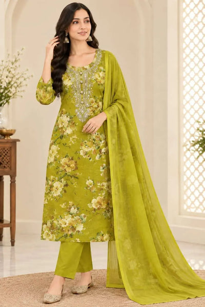 Elegant Maslin Floral Kurta Set - Handcrafted Festive Wear