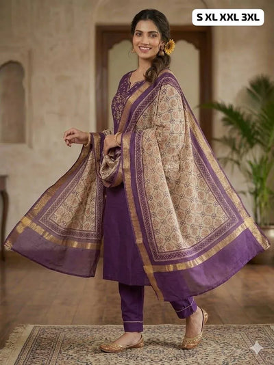 Elegant Maslin Silk Sequence Kurti Set - Handwork Festive Wear