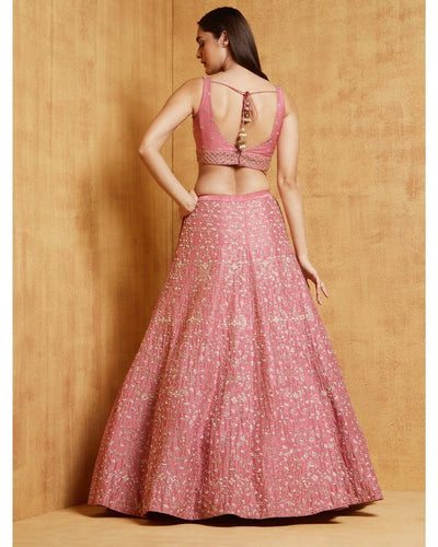 Elegant Mauve Pink Lehenga Choli - Heavy Sequin Work for Weddings
