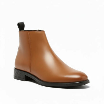 Elegant Men's Tan Chelsea Boots - Stylish Faux Leather Slip-On Ankle Boots for Casual & Formal Wear