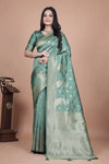 Elegant Mint Green Banarasi Silk Saree with Intricate Zari Weaving - Festive Wear for Women
