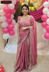 Elegant Moss Satin Dual Shade Saree - Multi Embroidery for Festive Wear