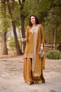 Elegant Mul Chanderi Sharara Set - Intricate Thread & Sequin Work for Festive Wear